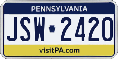 PA license plate JSW2420