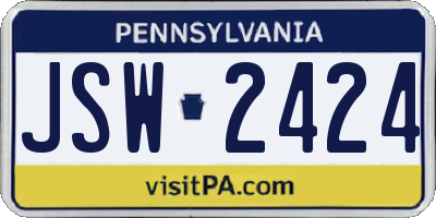 PA license plate JSW2424