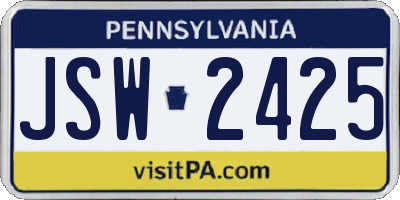 PA license plate JSW2425