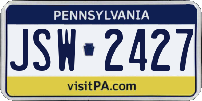 PA license plate JSW2427