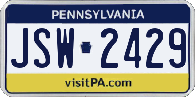 PA license plate JSW2429
