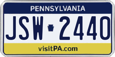 PA license plate JSW2440