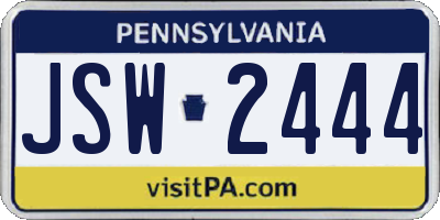 PA license plate JSW2444