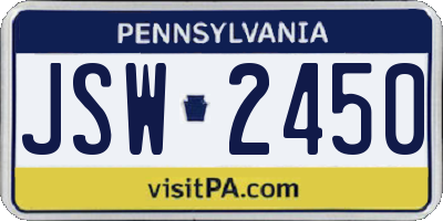PA license plate JSW2450