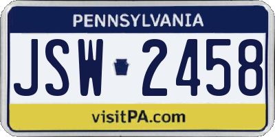 PA license plate JSW2458