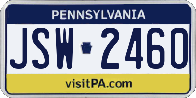 PA license plate JSW2460