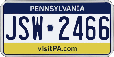 PA license plate JSW2466