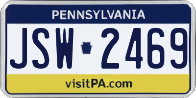 PA license plate JSW2469