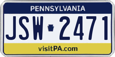 PA license plate JSW2471