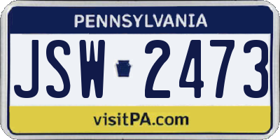 PA license plate JSW2473