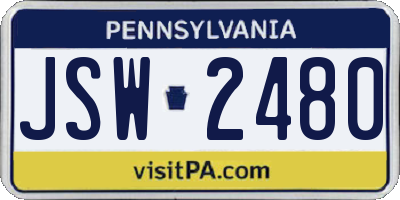 PA license plate JSW2480