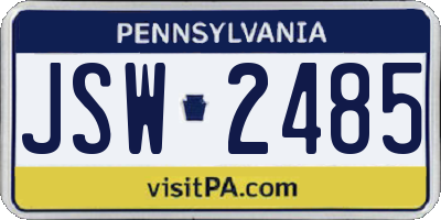 PA license plate JSW2485