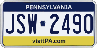 PA license plate JSW2490