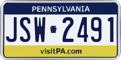 PA license plate JSW2491