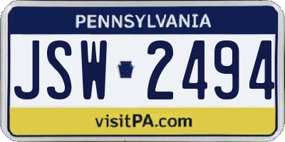 PA license plate JSW2494