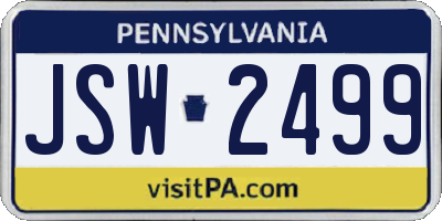 PA license plate JSW2499