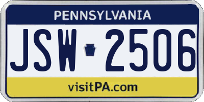 PA license plate JSW2506