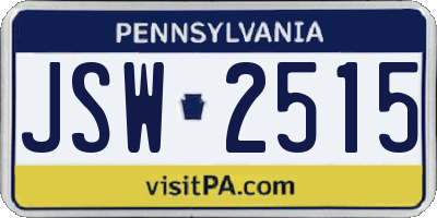 PA license plate JSW2515