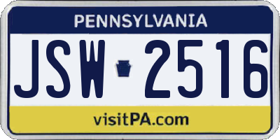 PA license plate JSW2516