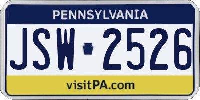 PA license plate JSW2526