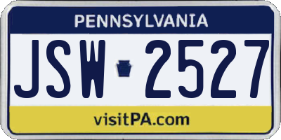 PA license plate JSW2527