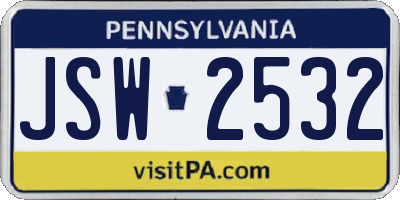 PA license plate JSW2532