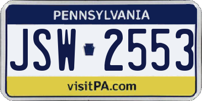PA license plate JSW2553