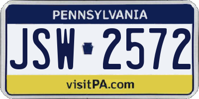 PA license plate JSW2572