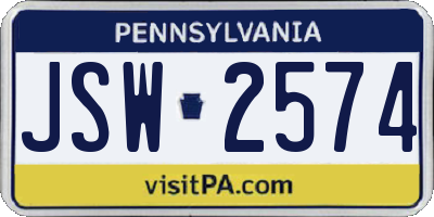 PA license plate JSW2574