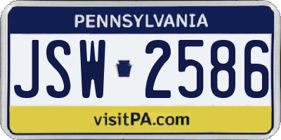 PA license plate JSW2586