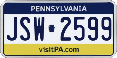 PA license plate JSW2599
