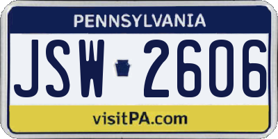 PA license plate JSW2606