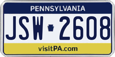 PA license plate JSW2608