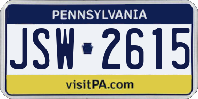 PA license plate JSW2615