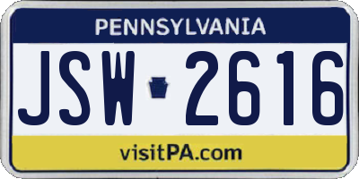 PA license plate JSW2616