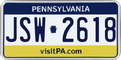PA license plate JSW2618