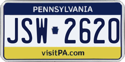 PA license plate JSW2620