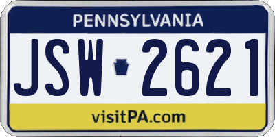PA license plate JSW2621