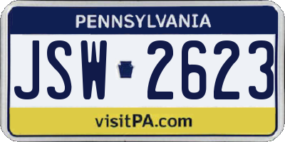PA license plate JSW2623