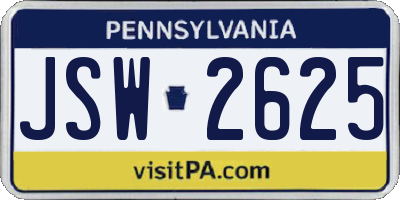 PA license plate JSW2625