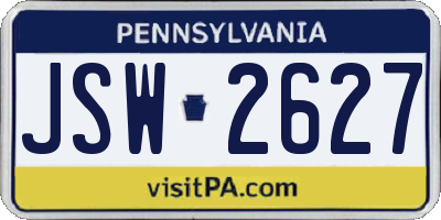 PA license plate JSW2627