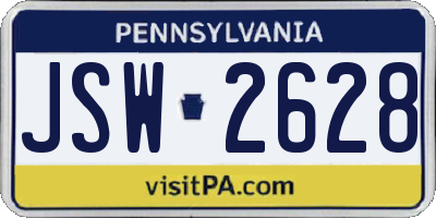 PA license plate JSW2628