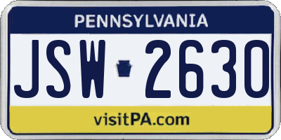 PA license plate JSW2630