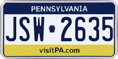 PA license plate JSW2635