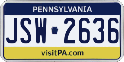 PA license plate JSW2636