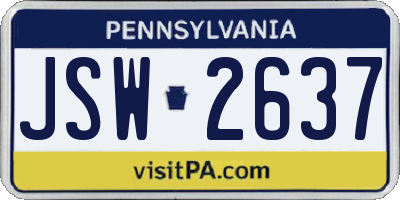 PA license plate JSW2637
