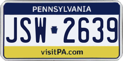 PA license plate JSW2639