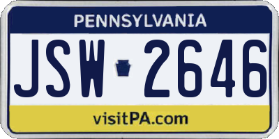 PA license plate JSW2646