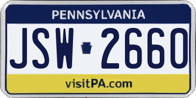 PA license plate JSW2660