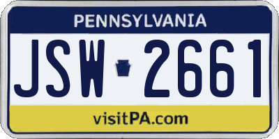 PA license plate JSW2661